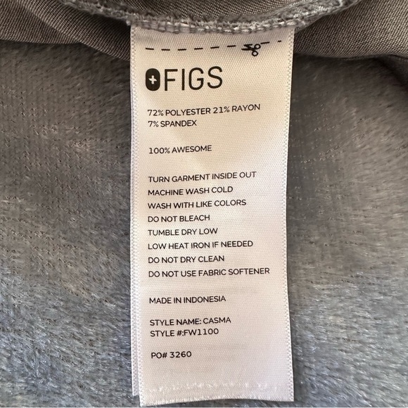 FIGS Casma 3-pocket Scrub Top Grey PO3260 - Picture 12 of 16